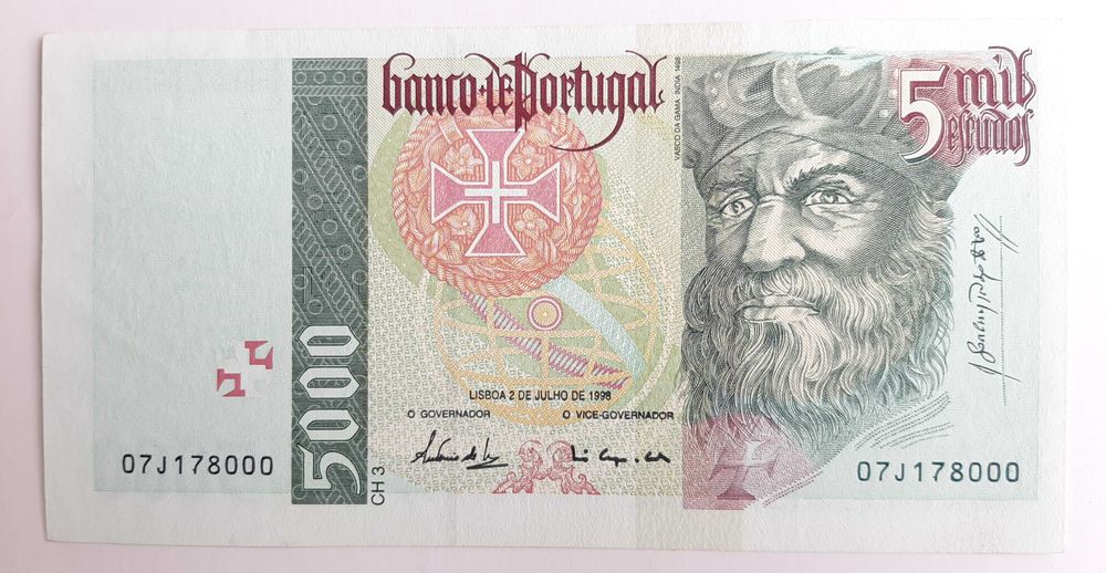 Nota Nova a Última de 5.000 escudos da serie Navegadores, 1998