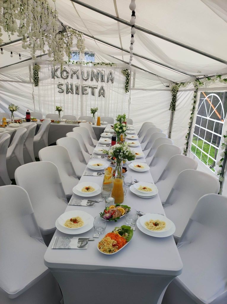 Namiot cateringowy, ścianki okolicznościowe, czerwony dywan
