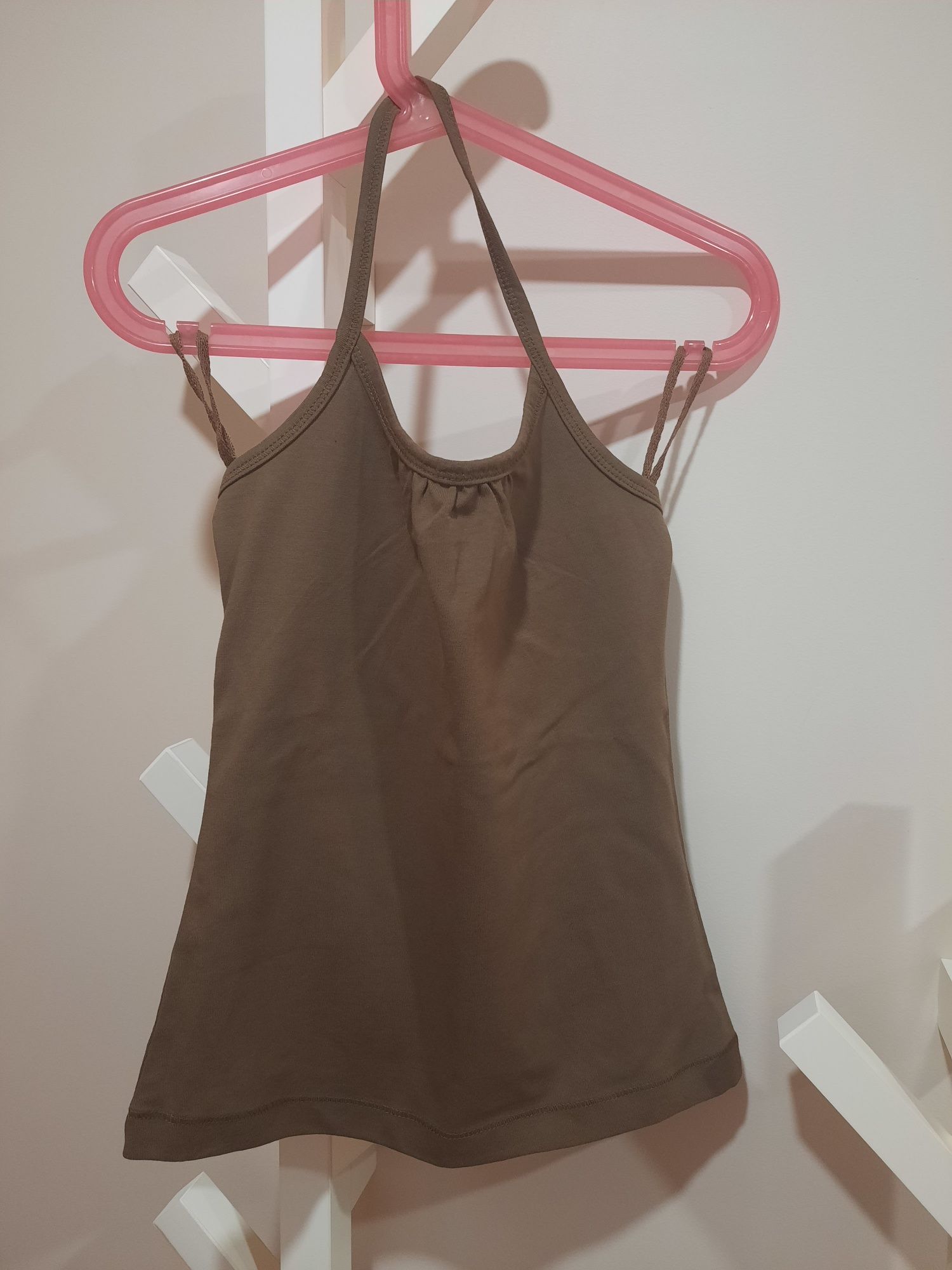 Bluzeczka top  H&M Young bawełna brąz 134