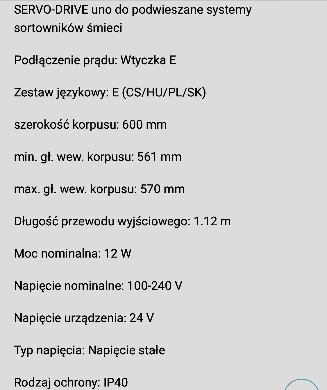 BLUM Servo-Drive uno do sortoników śmieci