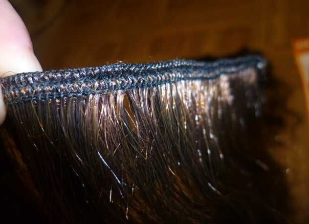 Волосы на тесьме канекалон трессы шир. 25 см дл. 28 см каштан 9 шт