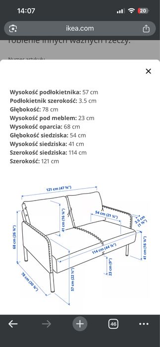 Ikea kanapa Glostad mała dwuosobowa