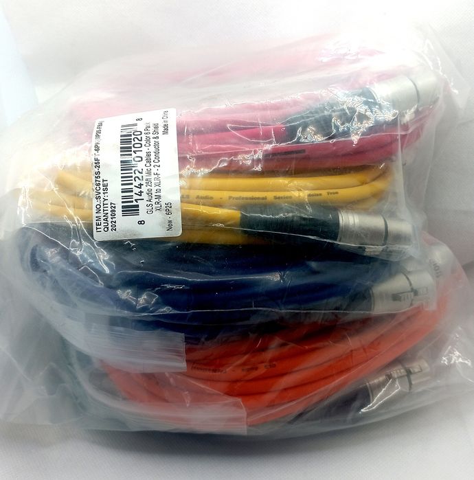 Kabel mikrofonowy XLR GLS Audio – męski i żeński, 7,6 m, 6-pak