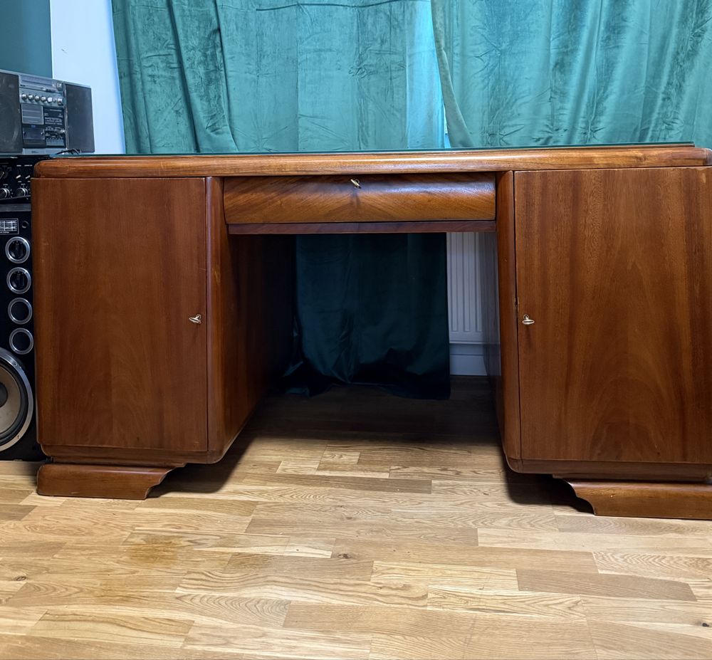 Gabinet art deco fornir biurko dwustronne i biblioteka PRL