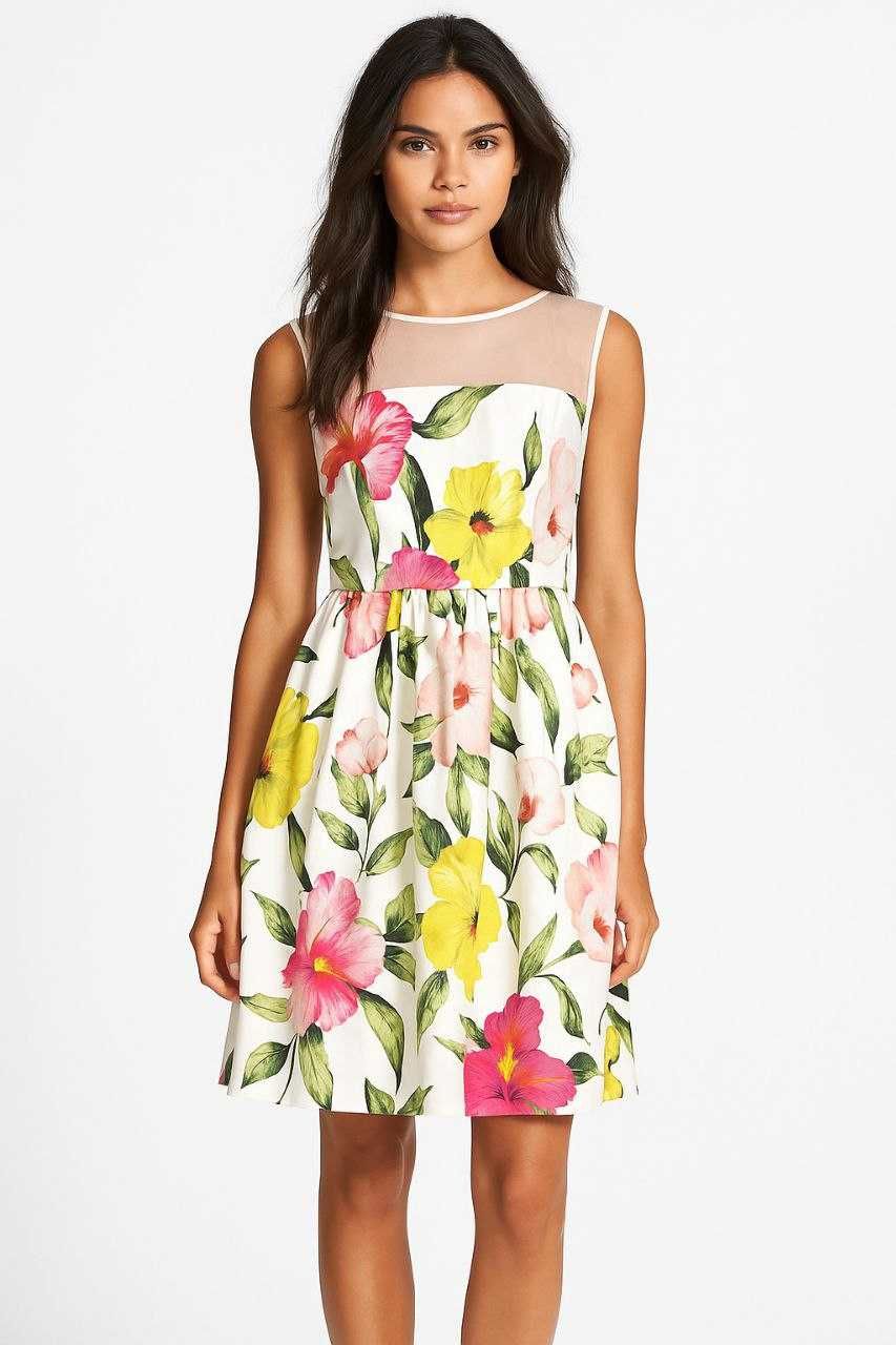 Платье с пышной юбкой в цветочный принт Ted Baker, р. S/M