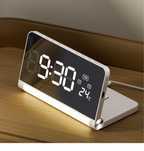 SURPN Cyfrowy budzik, na stolik nocny, lustrzany, LED 7,4”