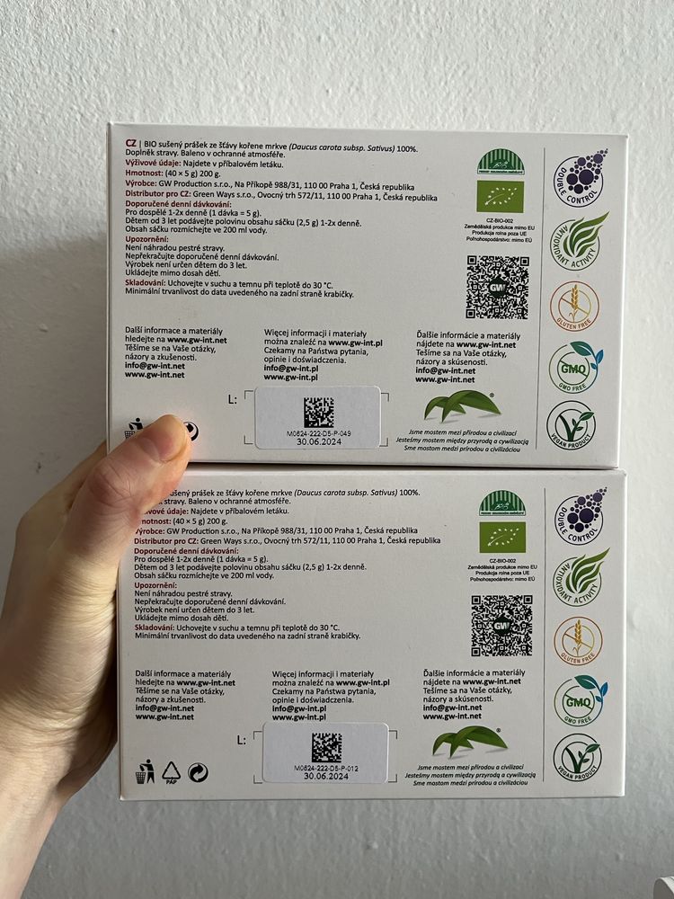 GW green ways BIO Marchew 2 opakowania marchewka zielonki do koktajli