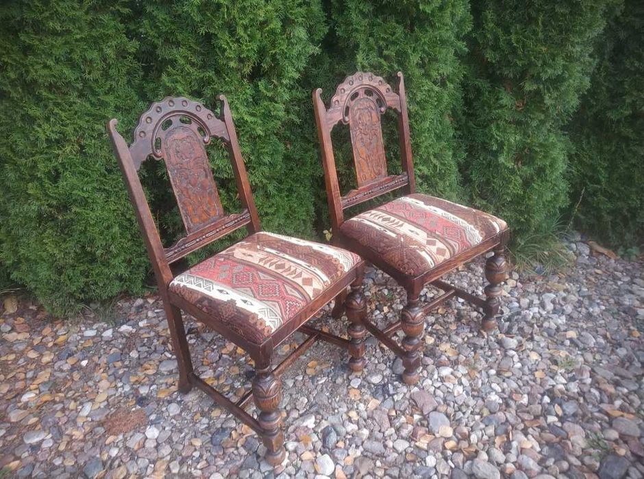 Zabytkowe Angielskie Krzesła 5szt antyki fotele jadalnia kuchnia