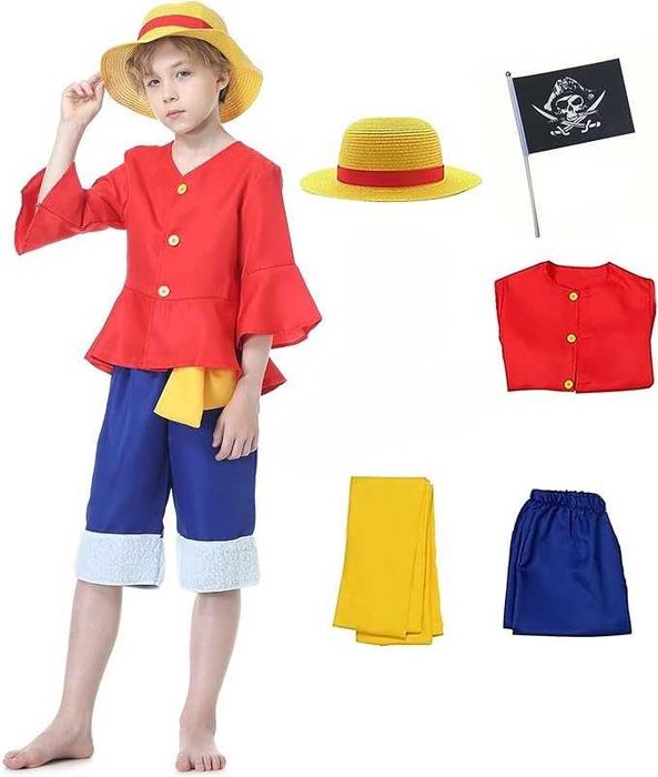 Dziecięcy kostium strój anime MONKEY D LUFFY 140 + KAPELUSZ