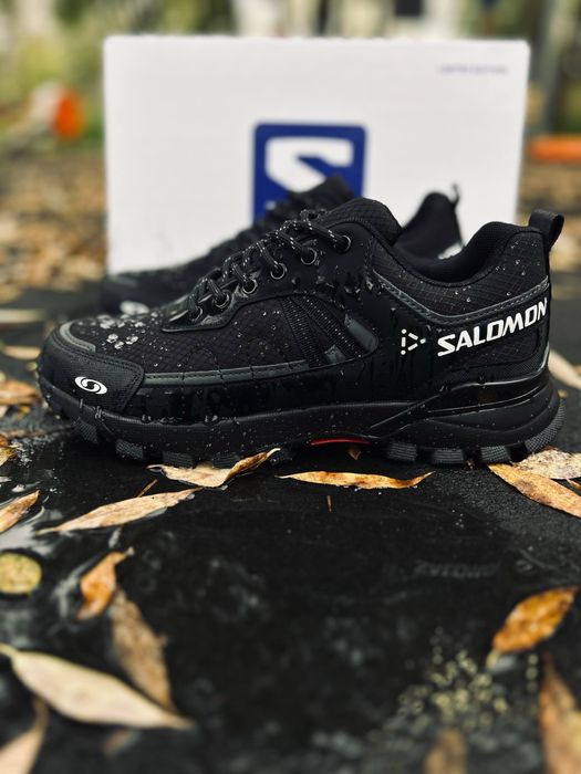 Мужские термо кроссовки salomon черные непромлкаемые кросовки саламон