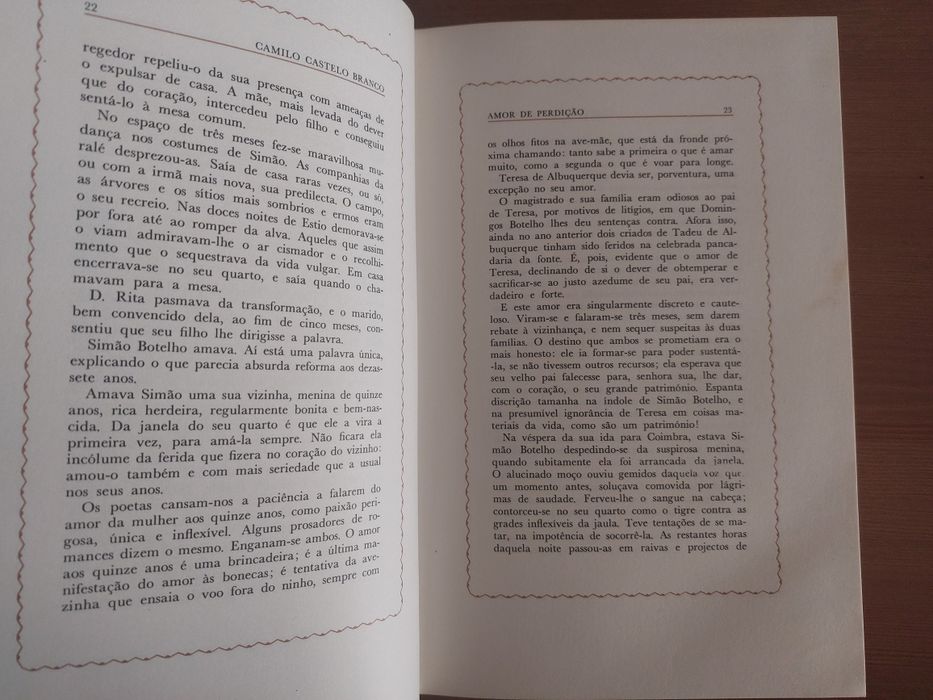 L " Amor de Perdição " - Camilo Castelo Branco . (Optimo Estado)