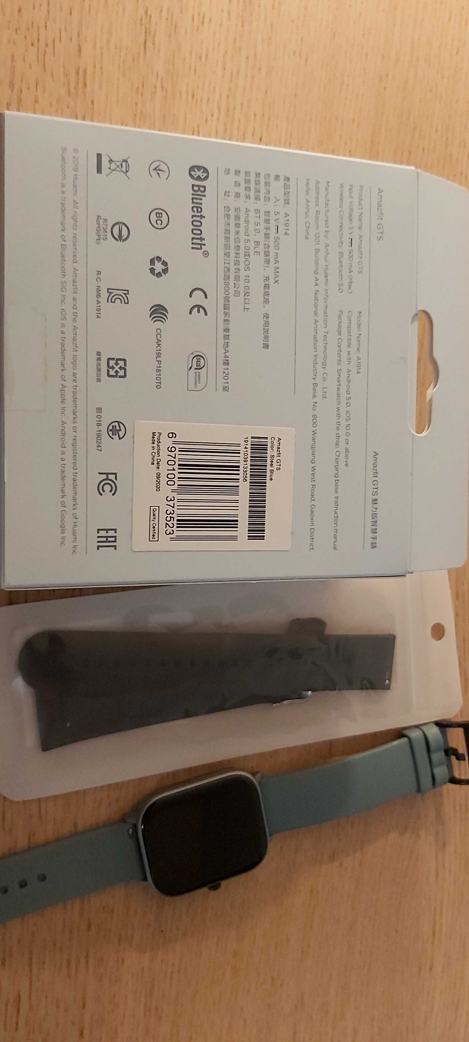 Smartwatch Amazfit GTS niebieski - komplet