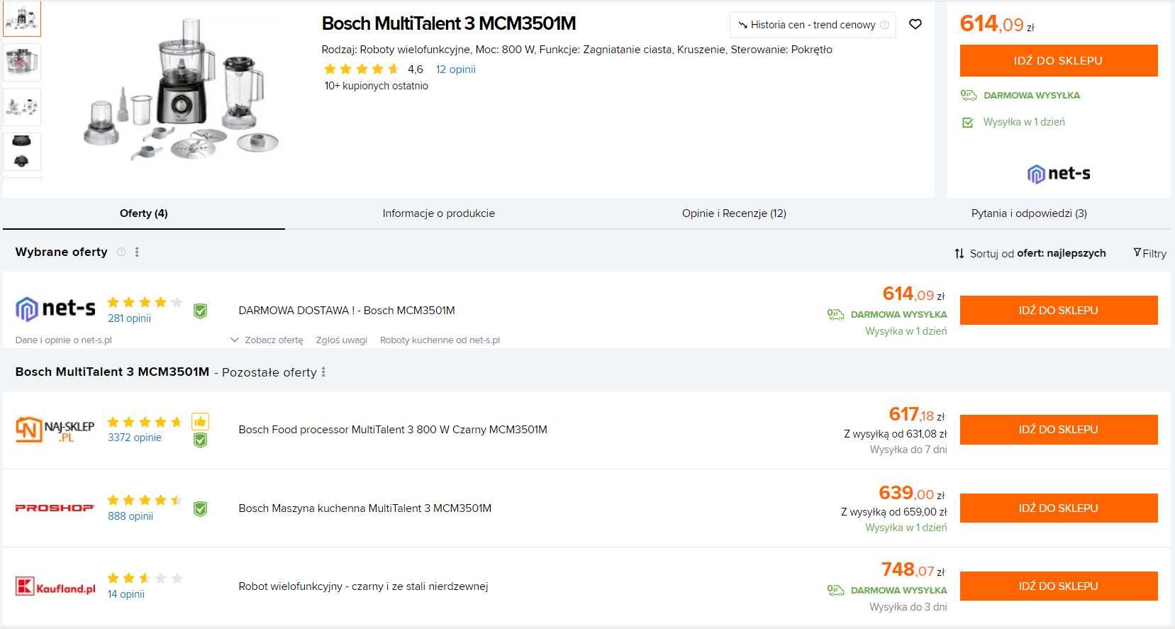 Robot Kuchenny Bosch Multi Talent 3 MCM3501M 800 Wat