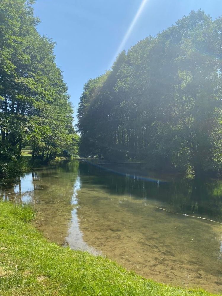 Domek, domki nad rzeką, Borsk, Kaszuby