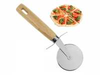 Nóż do pizzy okrągły radełko drewniany z osłoną stal nierdzewna