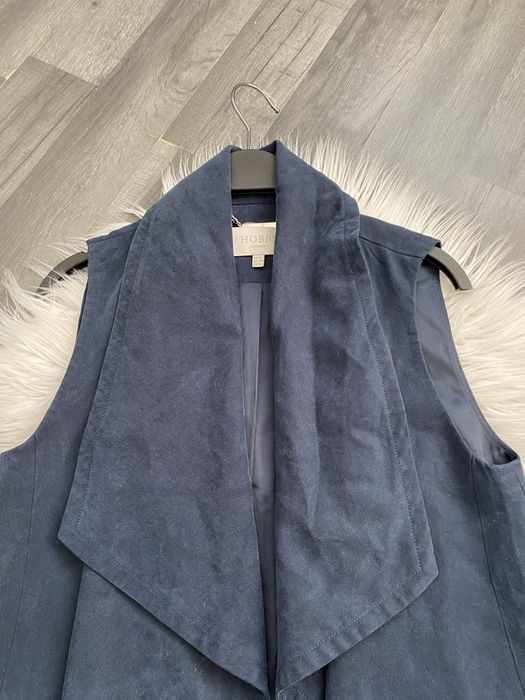 Hobbs London S 36 lyocell 100% granatowa kamizelka bezrękawnik