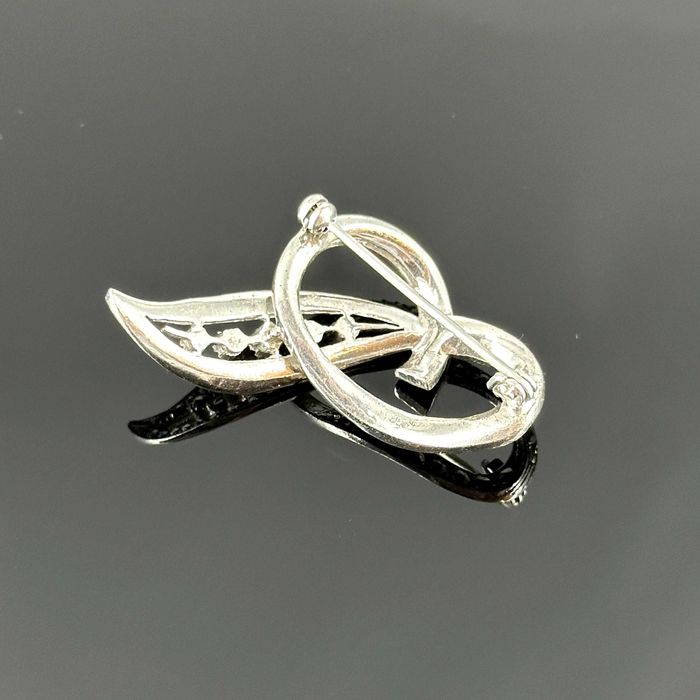 Srebro - srebrna broszka z Markazytami Art Deco - próba srebra 800