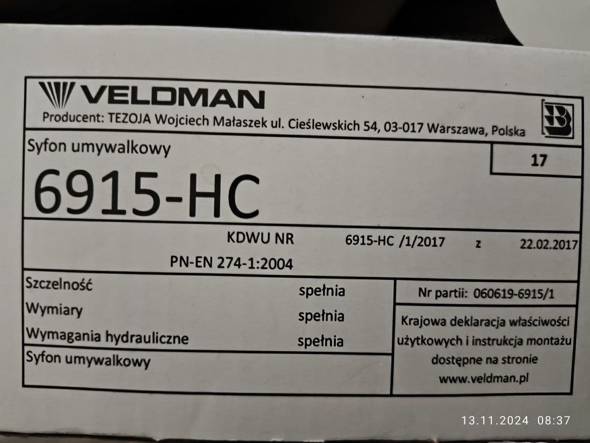 Okrągły mosiężny Syfon Umywalkowyy VELDMAN

Wysokiej klasy butelkowy,