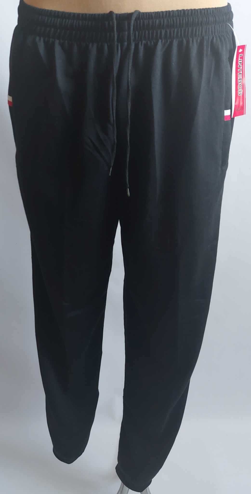 Spodnie męskie dresowe czarne ze ściągaczami LINTEBOB Y-46333-LK r 2XL