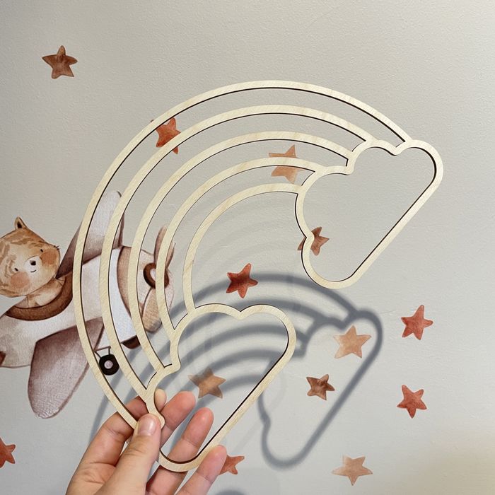 Drewniana tęcza do układania pomponów przesypywanek montessori