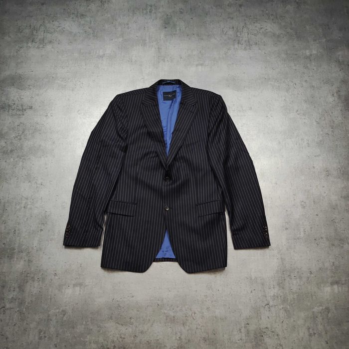 MĘSKA Elegancka PREMIUM Marynarka Granat Tommy Hilfiger Wełna Paski