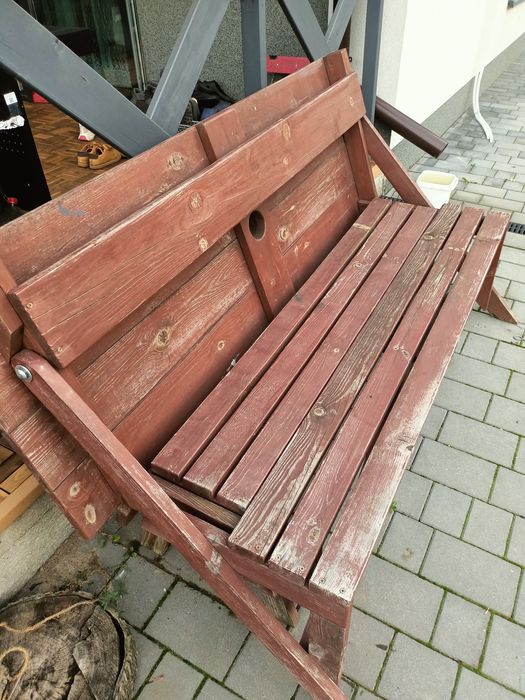 Ławka drewniana rozkładana ze stolem