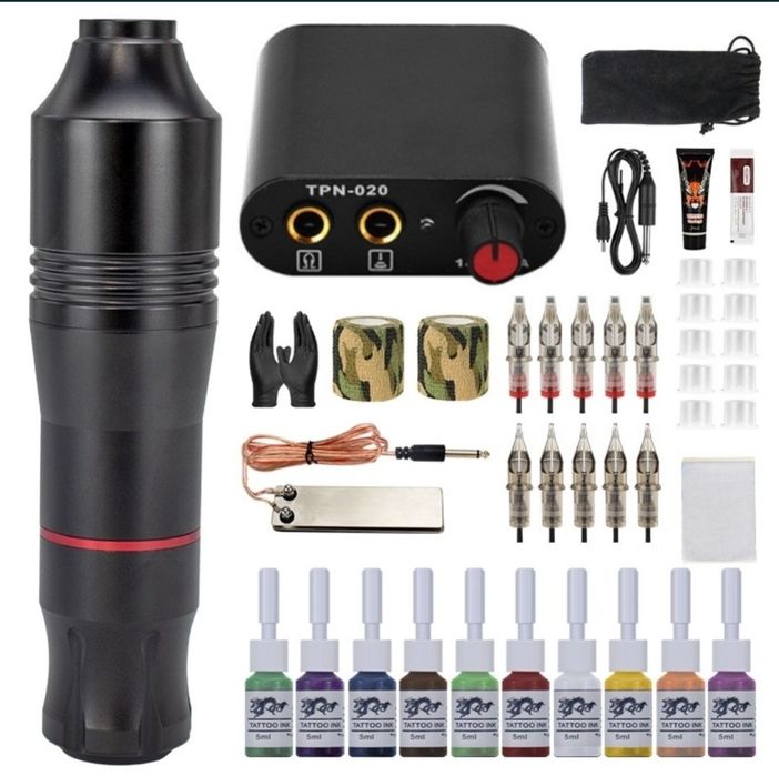 акція пен 23 набір тату машинка 10 фарб 10 катриджів