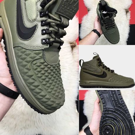 Зимние кроссы износостойкие Nike Lunar green на зиму Кожа Шипованные