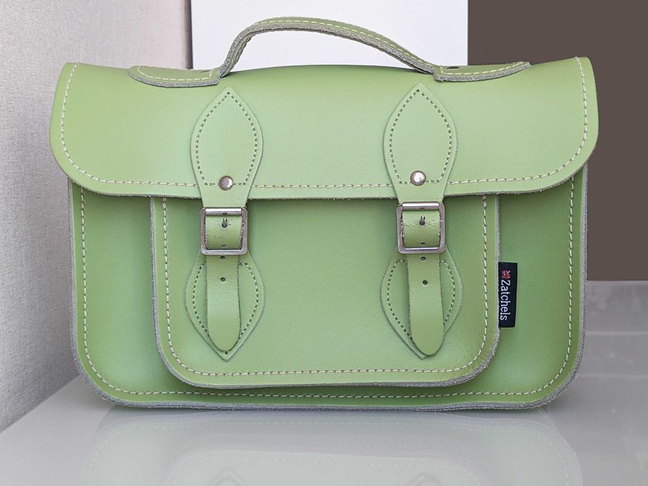 Кожаная сумка Zatchels портфель женская зелёная сумка через плечо