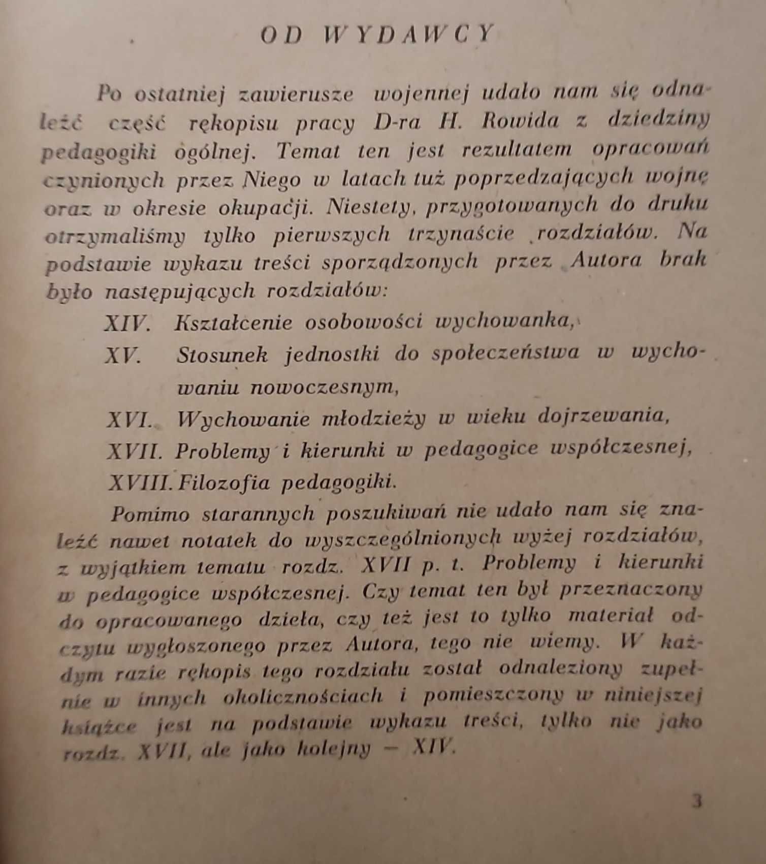 Podstawy i zasady wychowania / Henryk Rowid 1946 !! biały kruk !! !!
