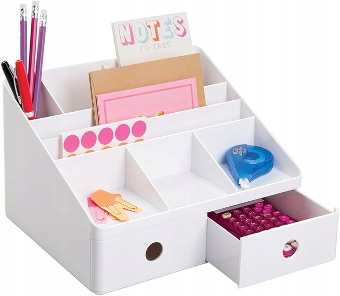 InterDesign Linus Organizer na biurko z szufladami BIAŁY