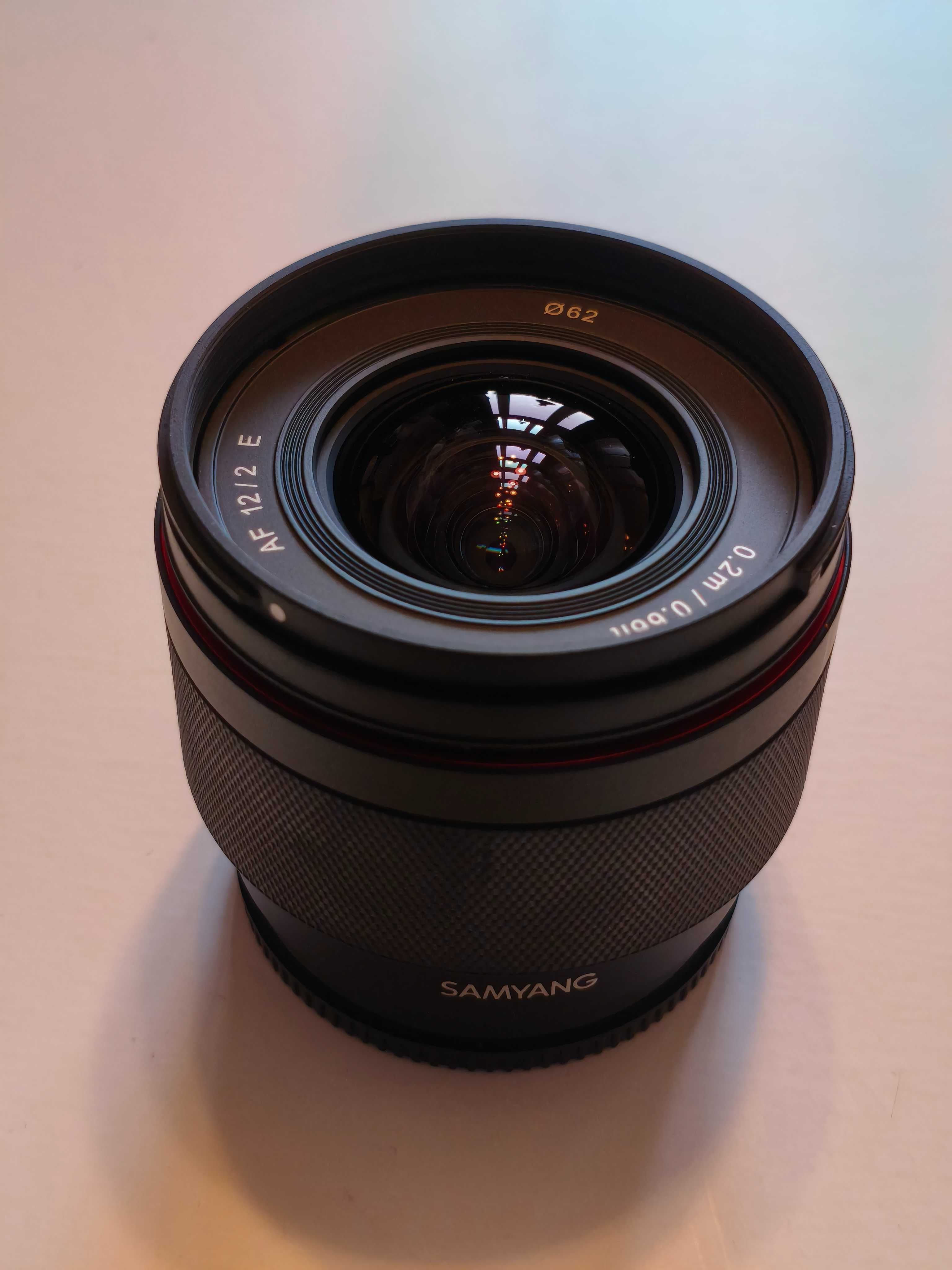 Obiektyw Samyang AF 12 mm f/2.0 E (Sony E), stan bdb+, szkła idealny