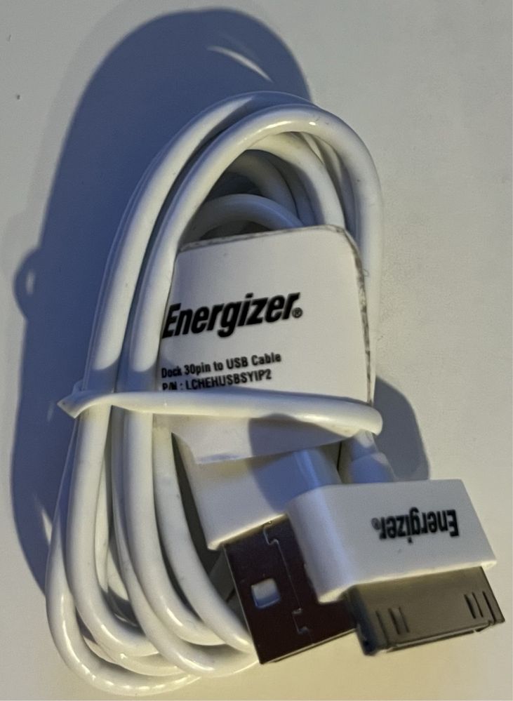 nowy przewód Energizer USB Charge Apple Dock 30 Pin Connector 1m biały