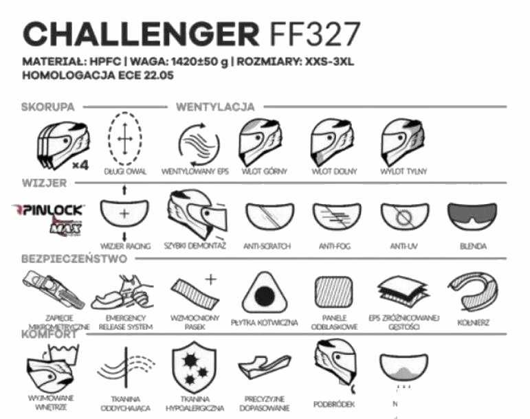 Kask LS2 CHALLENGER czarny mat, biały