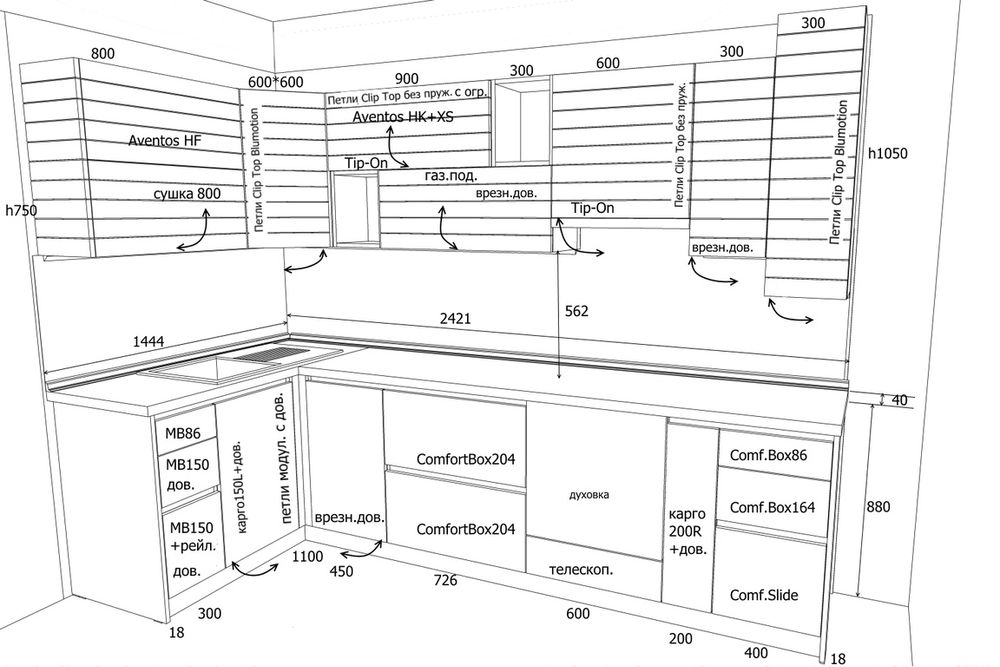 Проект кухні гардеробної шафи Розкрій супровід інструкції