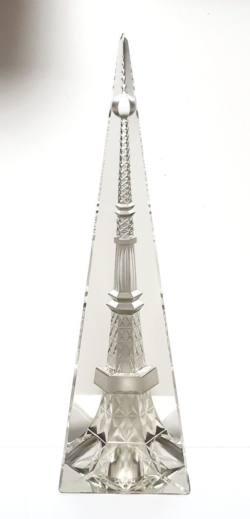 Fantastico grande obelisco em cristal Arte com Torre de Eiffel
