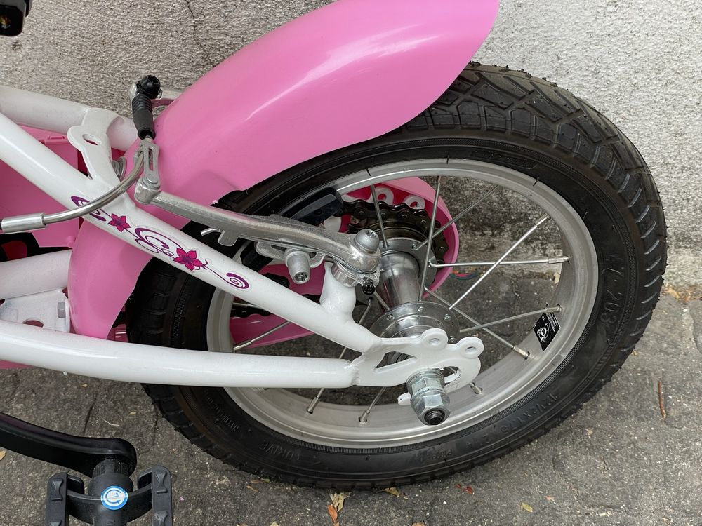 Bicicleta criança Venus branca e rosa
