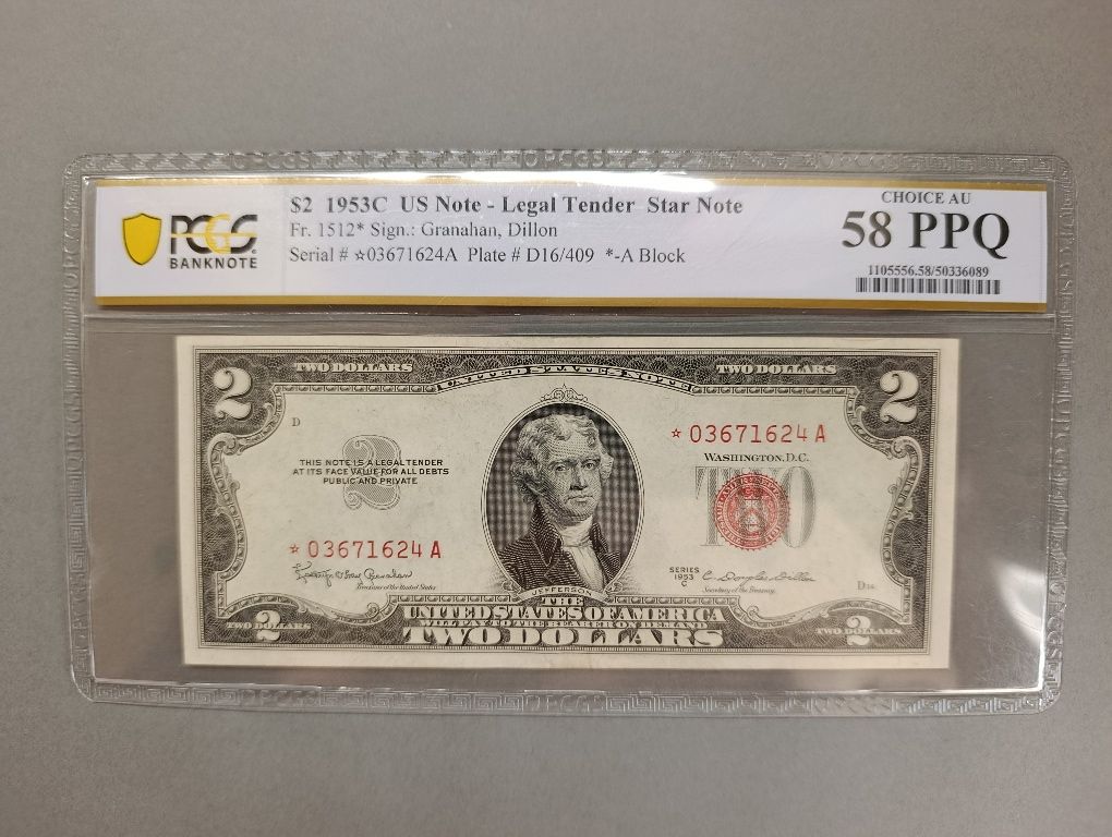 2 Dolary 1953 PCGS 58 PPQ Legal Tender, Star Note* Ser Zastępcza ŻADKI