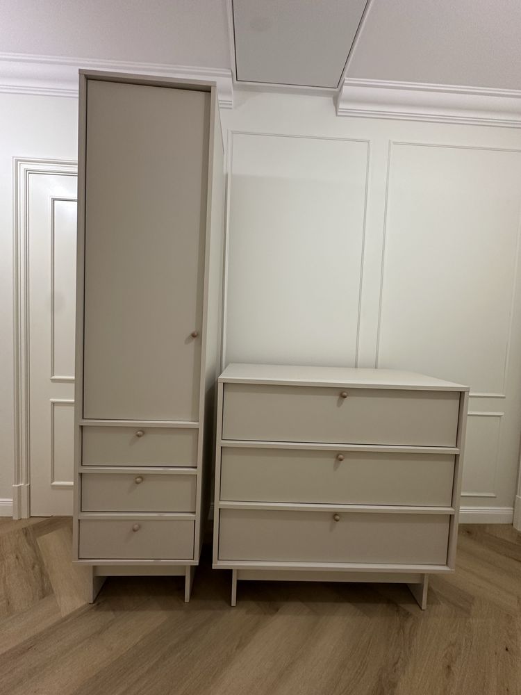 Słupek i komoda, zestaw mebli japandi wysokosc 210 cm
