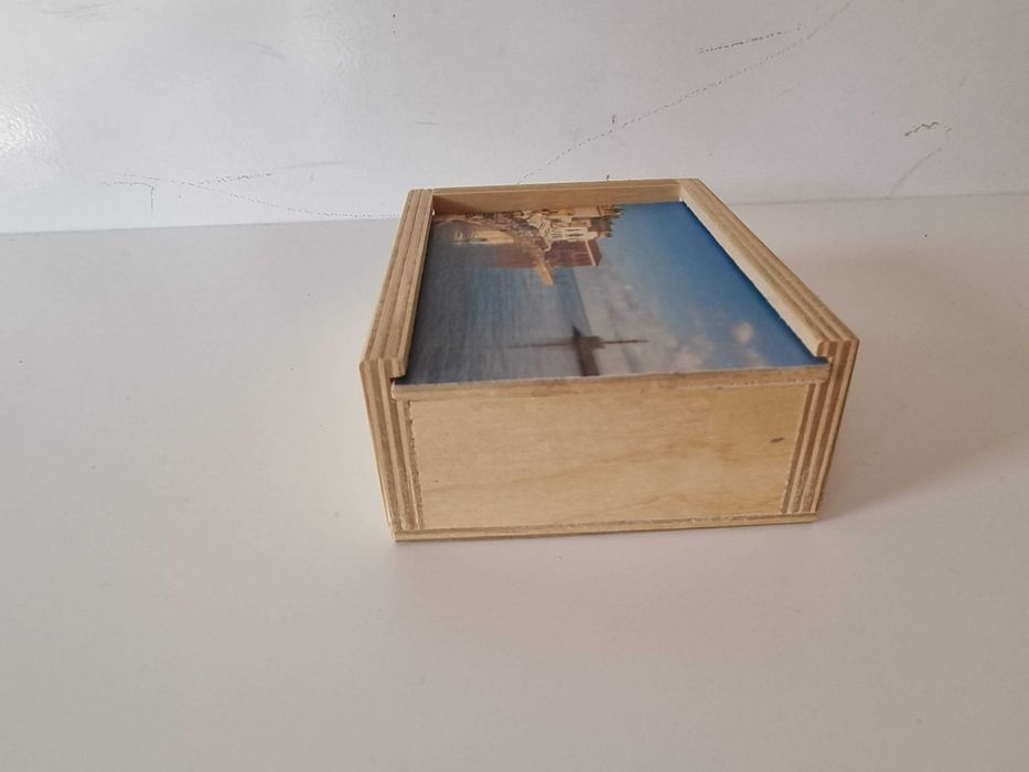 Pudełko drewniane Grecja morze  puzderko na biżuterię przechowywania