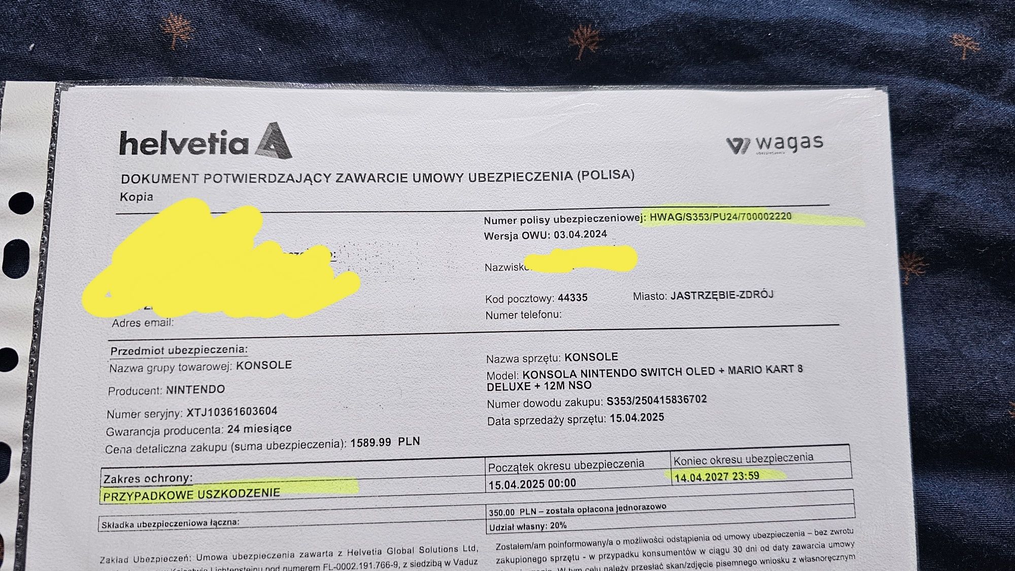 Nintendo Switch oled białe + ubezpieczenie od uszkodzeń do 2027