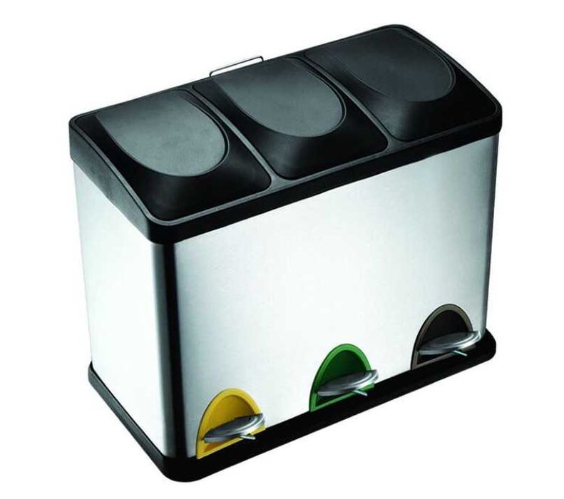 Balde do Lixo Reciclagem 3 compartimentos de 15L (Usado)