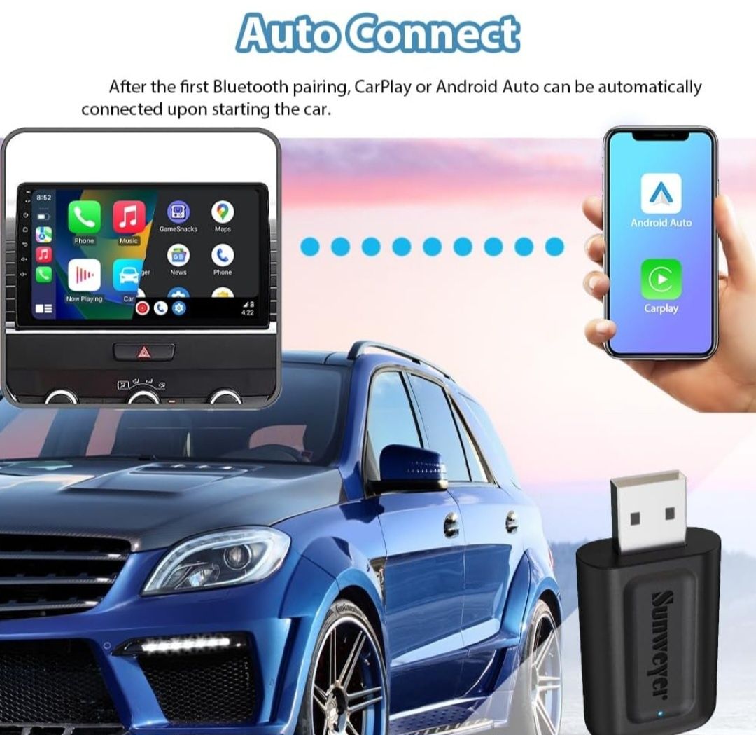 Bezprzewodowy adapter samochodowy CarPlay i Android 2w1