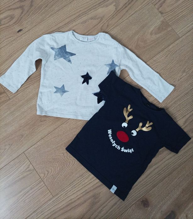 Ubranka bluzki t-shirty świąteczne Zara 92