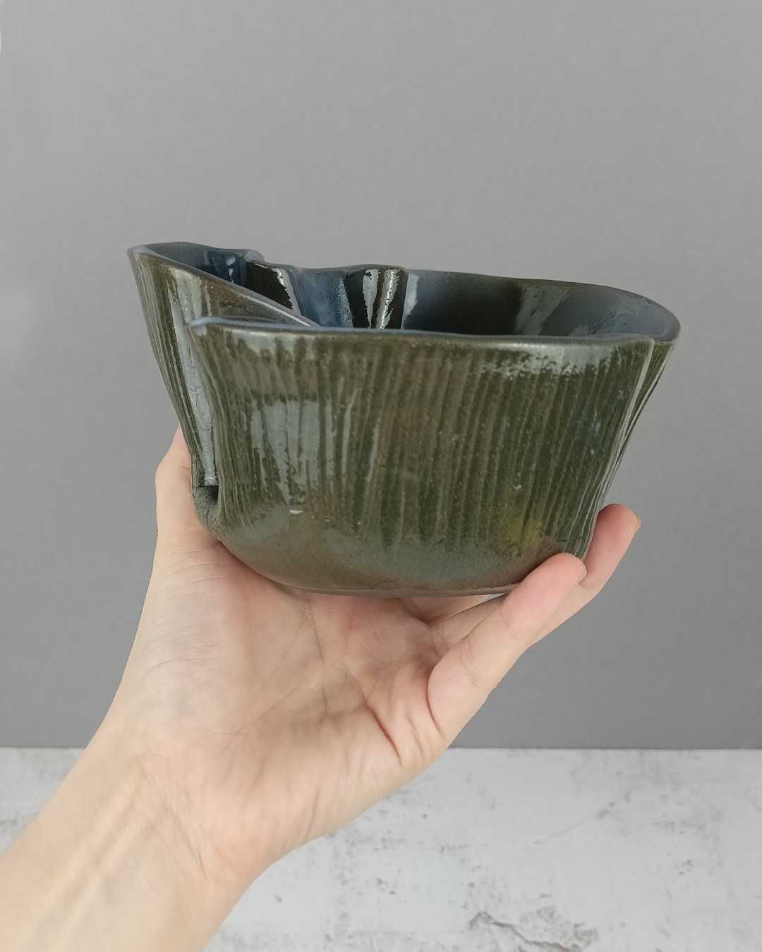 Misa ceramiczna Rękodzieło Niebieska Szara Skandynawski styl