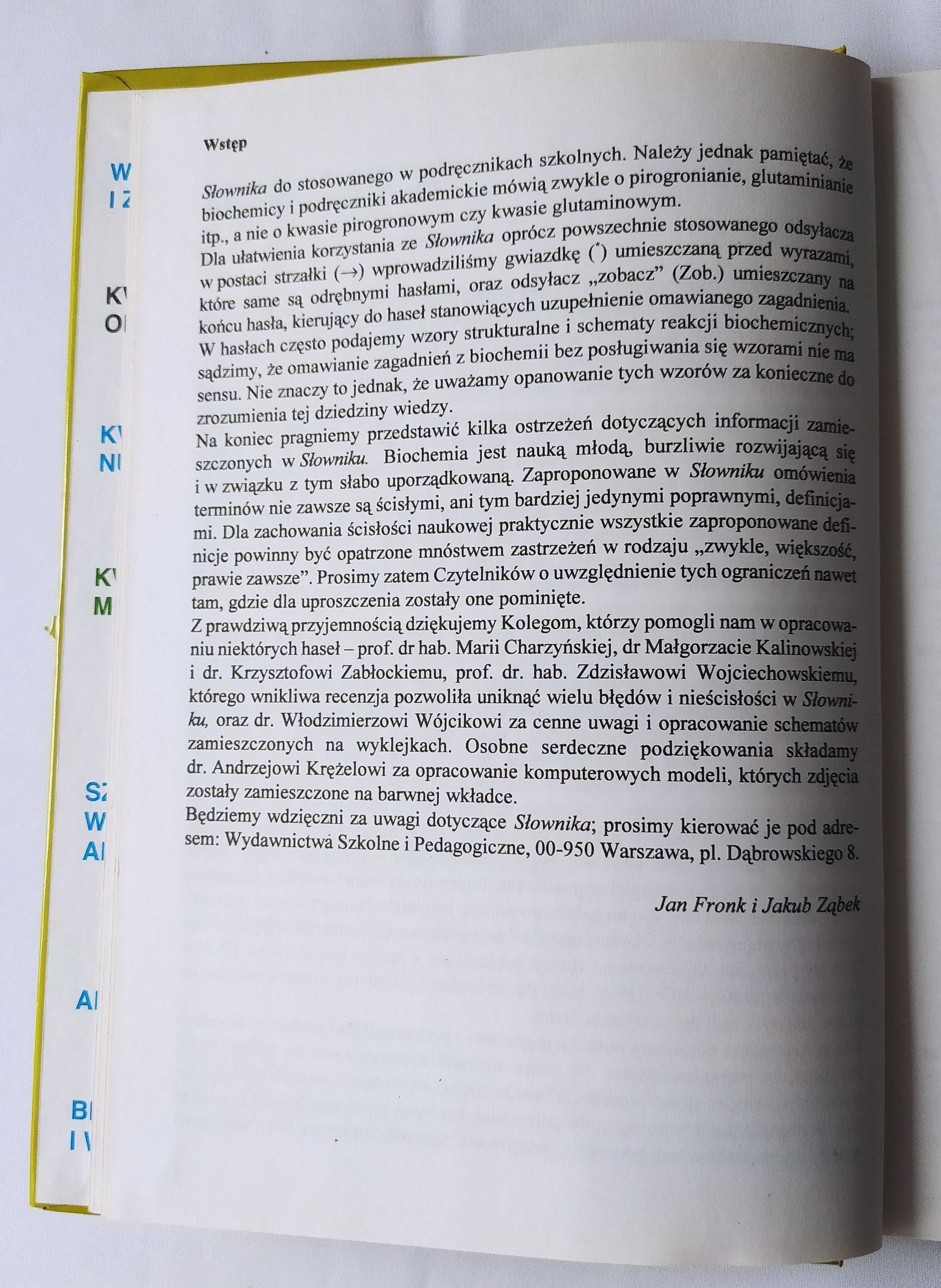 Słownik szkolny BIOCHEMIA – Jan Fronk Jakub Ząbek