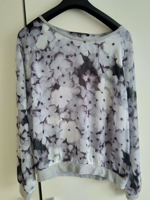 Bluza bluzka w kwiatki cienka przezroczysta 38 bluzeczka floral