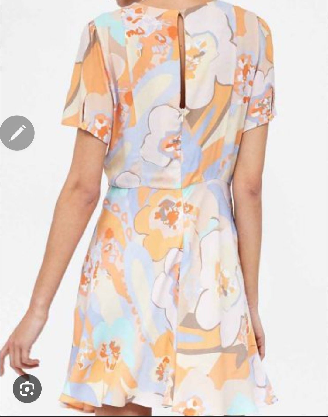 Sukienka Zara mini l 40 krótki rękaw viscose vintage retro pastelowa
