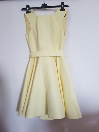 Sukienka cytrynowa żółta kanarkowa S rozkloszowana