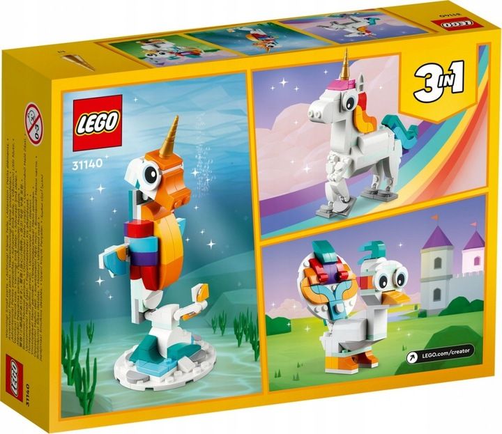Lego Creator 3w1 Magiczny Jednorożec 31140 + Urodzinowy Niedźwiedź 305